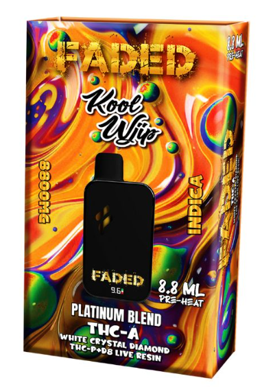 FADED 8.8ML DISPOSABLE PLATINUM BLENDTHC A WITH CRYSTAL DIAMOND